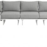 Maldives 129.5" Water Resistant Fabric Upholstered Outdoor Patio 6pc. Modular Sectional