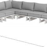 Maldives 129.5" Water Resistant Fabric Upholstered Outdoor Patio 6pc. Modular Sectional
