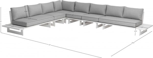 Maldives 129.5" Water Resistant Fabric Upholstered Outdoor Patio 6pc. Modular Sectional