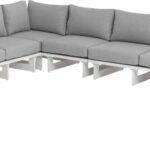 Maldives 129.5" Water Resistant Fabric Upholstered Outdoor Patio 6pc. Modular Sectional