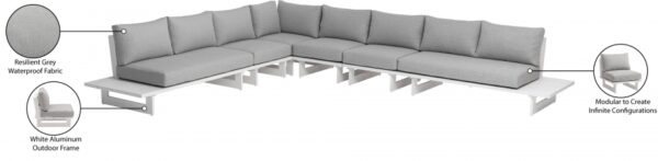 Maldives 129.5" Water Resistant Fabric Upholstered Outdoor Patio 6pc. Modular Sectional