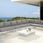 Maldives 102" Water Resistant Fabric Upholstered Outdoor Patio 6pc. Modular Sectional