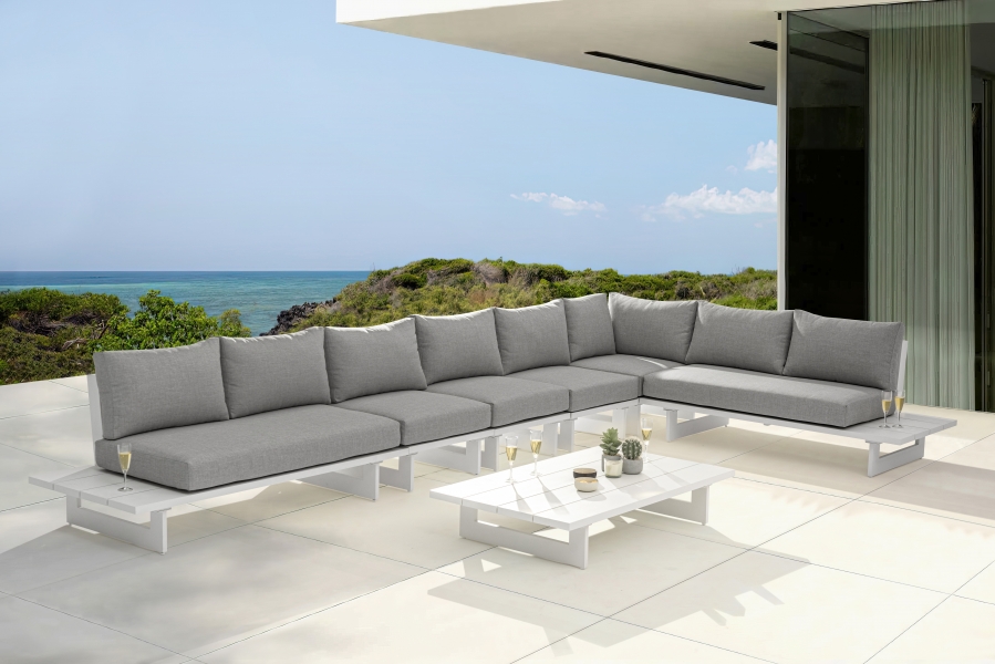 Maldives 102" Water Resistant Fabric Upholstered Outdoor Patio 6pc. Modular Sectional