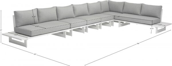 Maldives 102" Water Resistant Fabric Upholstered Outdoor Patio 6pc. Modular Sectional