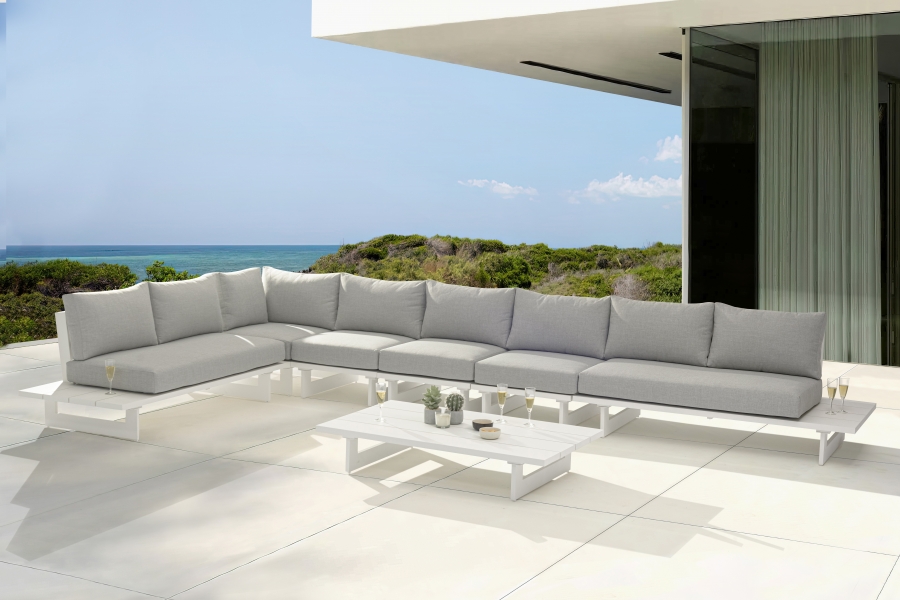 Maldives 184.5" Water Resistant Fabric Upholstered Outdoor Patio 6pc. Modular Sectional