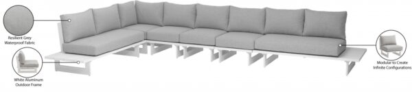 Maldives 184.5" Water Resistant Fabric Upholstered Outdoor Patio 6pc. Modular Sectional