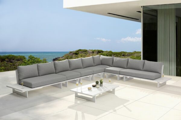 Maldives 129.5" Water Resistant Fabric Upholstered Outdoor Patio 7pc. Modular Sectional