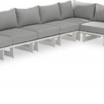 Maldives 129.5" Water Resistant Fabric Upholstered Outdoor Patio 7pc. Modular Sectional