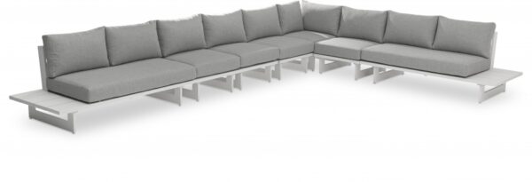 Maldives 129.5" Water Resistant Fabric Upholstered Outdoor Patio 7pc. Modular Sectional