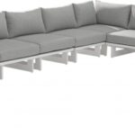 Maldives 129.5" Water Resistant Fabric Upholstered Outdoor Patio 7pc. Modular Sectional