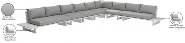 Maldives 129.5" Water Resistant Fabric Upholstered Outdoor Patio 7pc. Modular Sectional