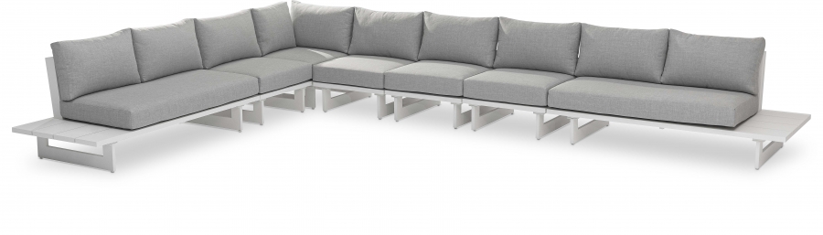 Maldives 184.5" Water Resistant Fabric Upholstered Outdoor Patio 7pc. Modular Sectional