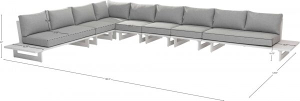 Maldives 184.5" Water Resistant Fabric Upholstered Outdoor Patio 7pc. Modular Sectional