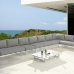 Maldives 212" Water Resistant Fabric Upholstered Outdoor Patio 7pc. Modular Sectional