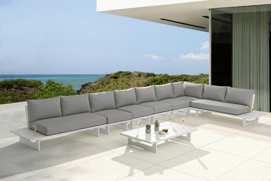 Maldives 212" Water Resistant Fabric Upholstered Outdoor Patio 7pc. Modular Sectional