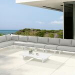 Maldives 212" Water Resistant Fabric Upholstered Outdoor Patio 7pc. Modular Sectional