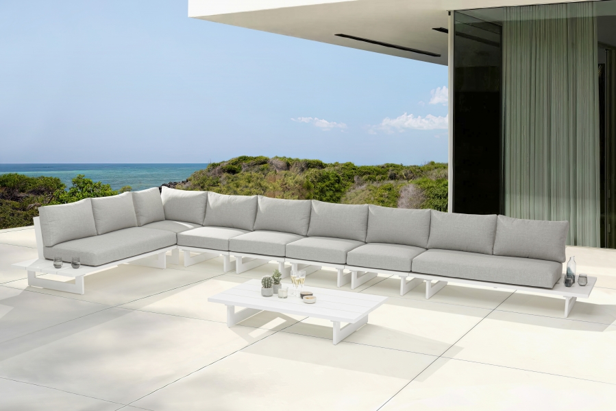 Maldives 212" Water Resistant Fabric Upholstered Outdoor Patio 7pc. Modular Sectional