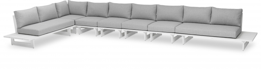 Maldives 212" Water Resistant Fabric Upholstered Outdoor Patio 7pc. Modular Sectional