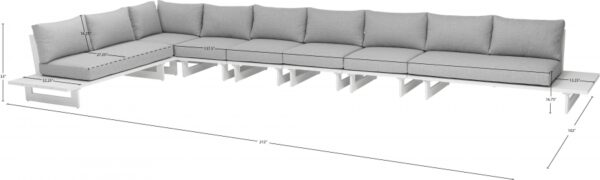 Maldives 212" Water Resistant Fabric Upholstered Outdoor Patio 7pc. Modular Sectional