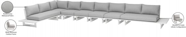 Maldives 212" Water Resistant Fabric Upholstered Outdoor Patio 7pc. Modular Sectional