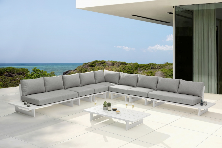 Maldives 157" Water Resistant Fabric Upholstered Outdoor Patio 7pc. Modular Sectional