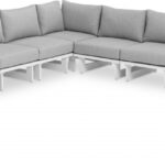 Maldives 157" Water Resistant Fabric Upholstered Outdoor Patio 7pc. Modular Sectional