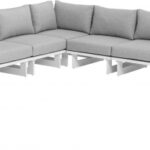 Maldives 157" Water Resistant Fabric Upholstered Outdoor Patio 7pc. Modular Sectional