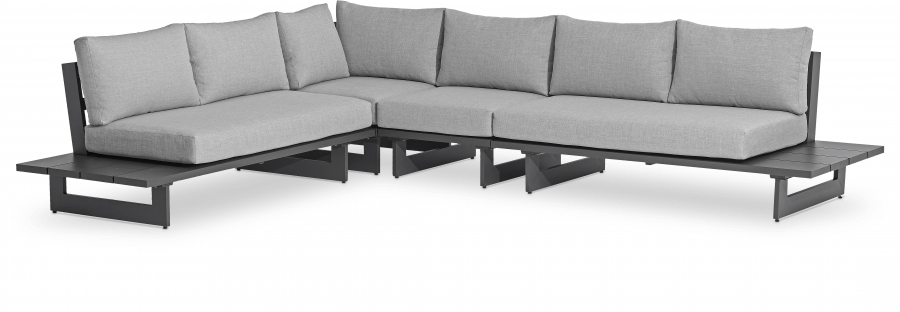 Maldives 129.5" Water Resistant Fabric Upholstered Outdoor Patio 4pc. Modular Sectional
