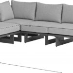 Maldives 129.5" Water Resistant Fabric Upholstered Outdoor Patio 4pc. Modular Sectional