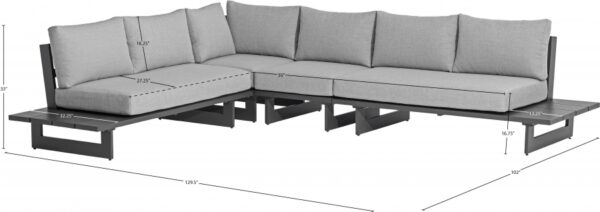 Maldives 129.5" Water Resistant Fabric Upholstered Outdoor Patio 4pc. Modular Sectional