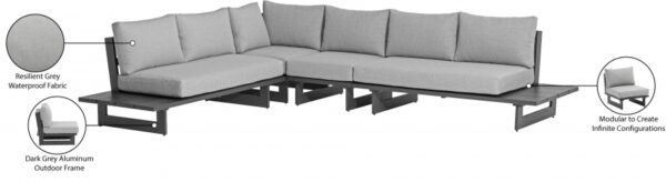 Maldives 129.5" Water Resistant Fabric Upholstered Outdoor Patio 4pc. Modular Sectional