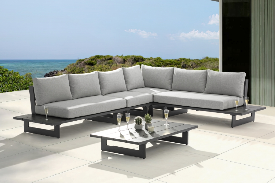 Maldives 102" Water Resistant Fabric Upholstered Outdoor Patio 4pc. Modular Sectional