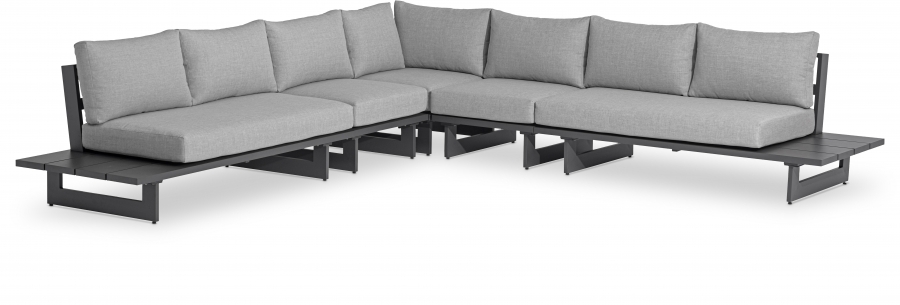 Maldives 129.5" Water Resistant Fabric Upholstered Outdoor Patio 5pc. Modular Sectional
