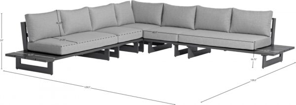 Maldives 129.5" Water Resistant Fabric Upholstered Outdoor Patio 5pc. Modular Sectional