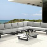 Maldives 157" Water Resistant Fabric Upholstered Outdoor Patio 5pc. Modular Sectional