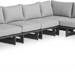 Maldives 157" Water Resistant Fabric Upholstered Outdoor Patio 5pc. Modular Sectional