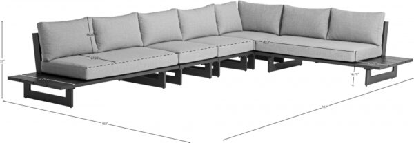 Maldives 157" Water Resistant Fabric Upholstered Outdoor Patio 5pc. Modular Sectional