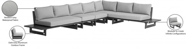 Maldives 157" Water Resistant Fabric Upholstered Outdoor Patio 5pc. Modular Sectional