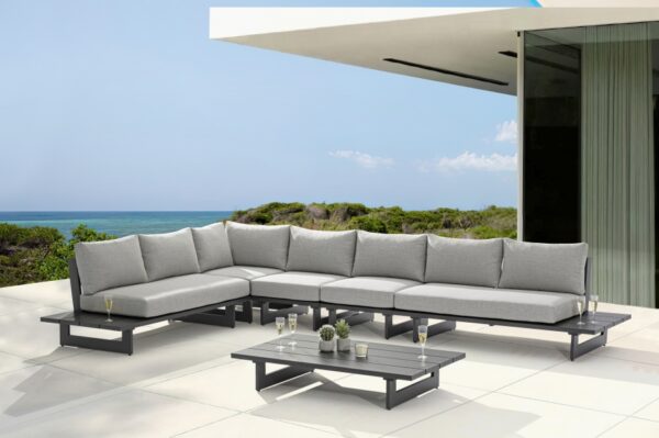 Maldives 102" Water Resistant Fabric Upholstered Outdoor Patio 5pc. Modular Sectional