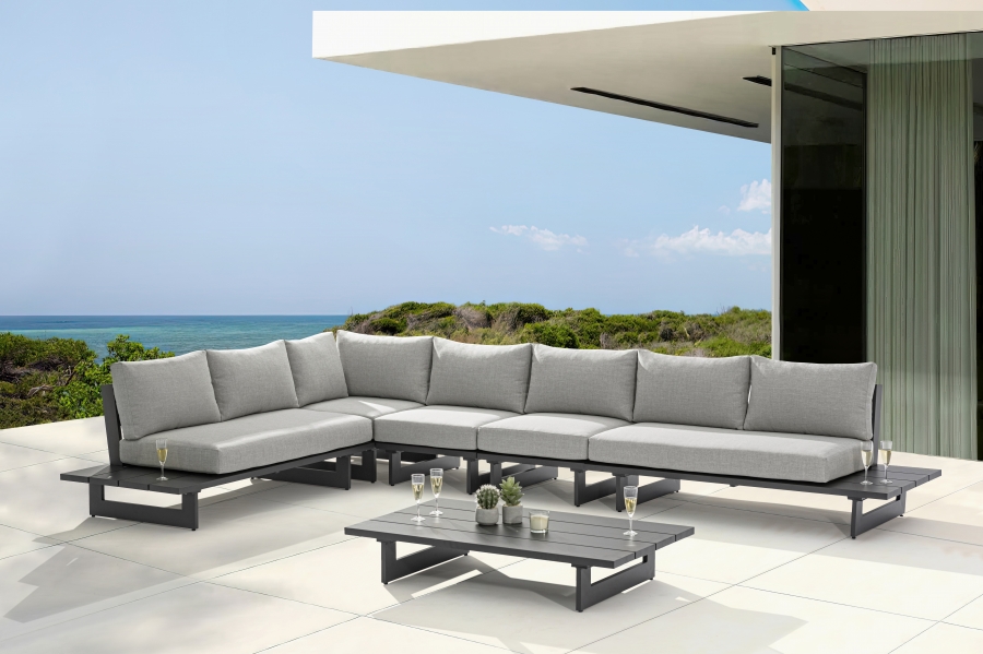 Maldives 102" Water Resistant Fabric Upholstered Outdoor Patio 5pc. Modular Sectional