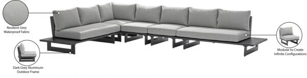 Maldives 102" Water Resistant Fabric Upholstered Outdoor Patio 5pc. Modular Sectional