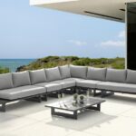 Maldives 157" Water Resistant Fabric Upholstered Outdoor Patio 6pc. Modular Sectional