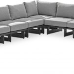 Maldives 157" Water Resistant Fabric Upholstered Outdoor Patio 6pc. Modular Sectional