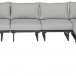 Maldives 157" Water Resistant Fabric Upholstered Outdoor Patio 6pc. Modular Sectional