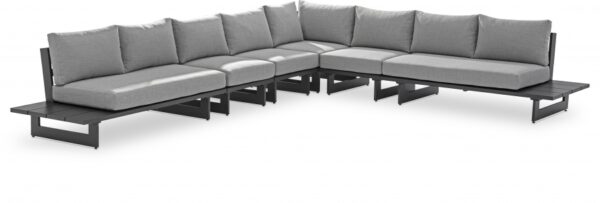 Maldives 157" Water Resistant Fabric Upholstered Outdoor Patio 6pc. Modular Sectional