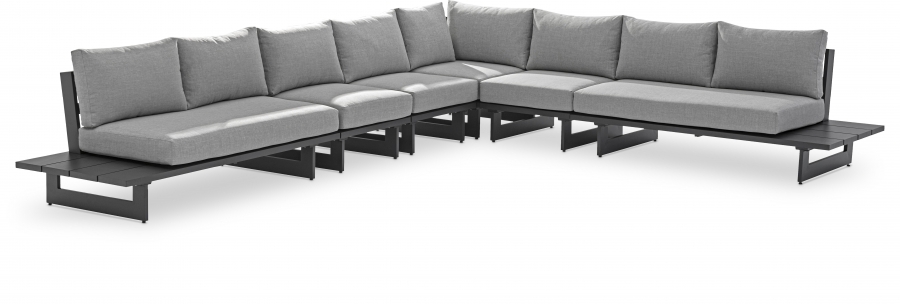 Maldives 157" Water Resistant Fabric Upholstered Outdoor Patio 6pc. Modular Sectional