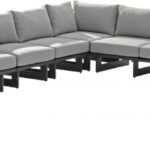Maldives 157" Water Resistant Fabric Upholstered Outdoor Patio 6pc. Modular Sectional