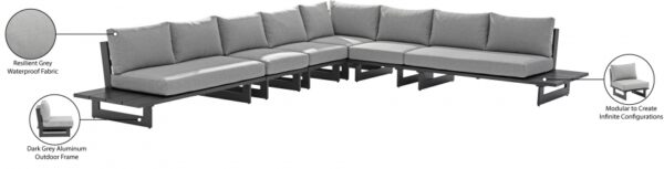 Maldives 157" Water Resistant Fabric Upholstered Outdoor Patio 6pc. Modular Sectional