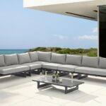 Maldives 129.5" Water Resistant Fabric Upholstered Outdoor Patio 6pc. Modular Sectional