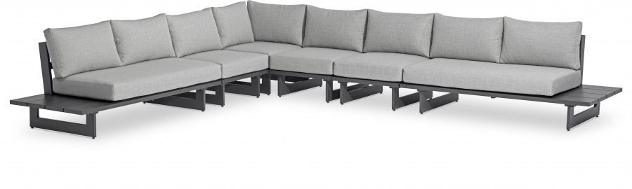 Maldives 129.5" Water Resistant Fabric Upholstered Outdoor Patio 6pc. Modular Sectional